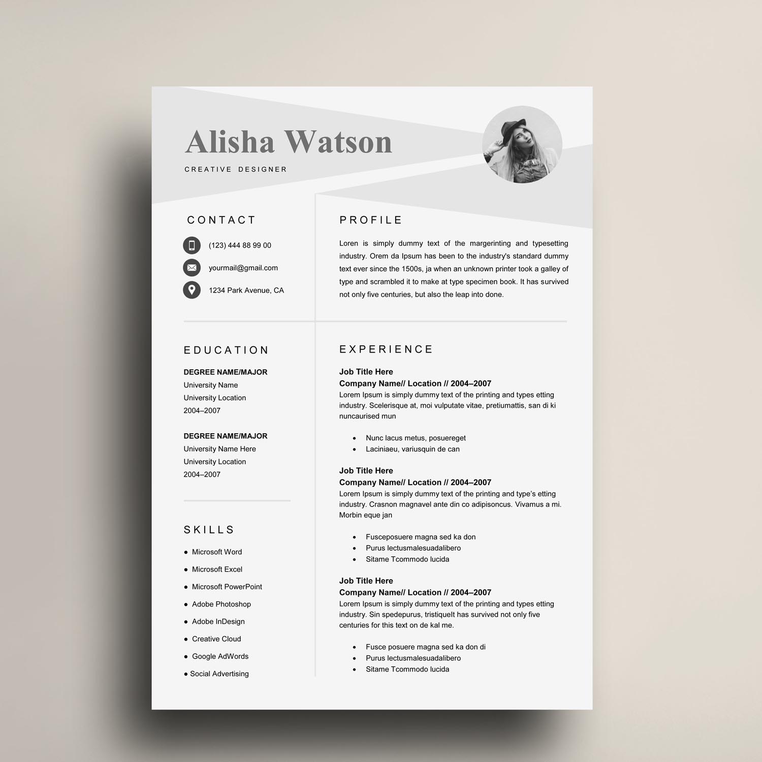 Stylish Resume Template Cv Template Graphic Worker Exclusive Resume Cv Google Docs Template