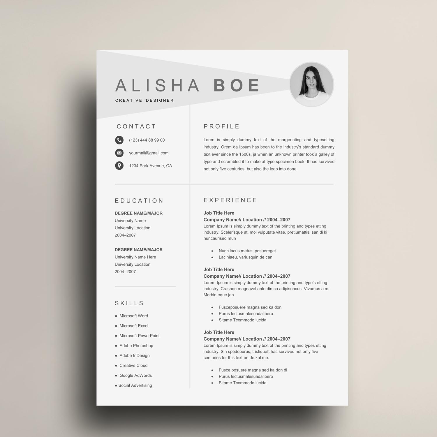 Clean Resume Template Instant Download