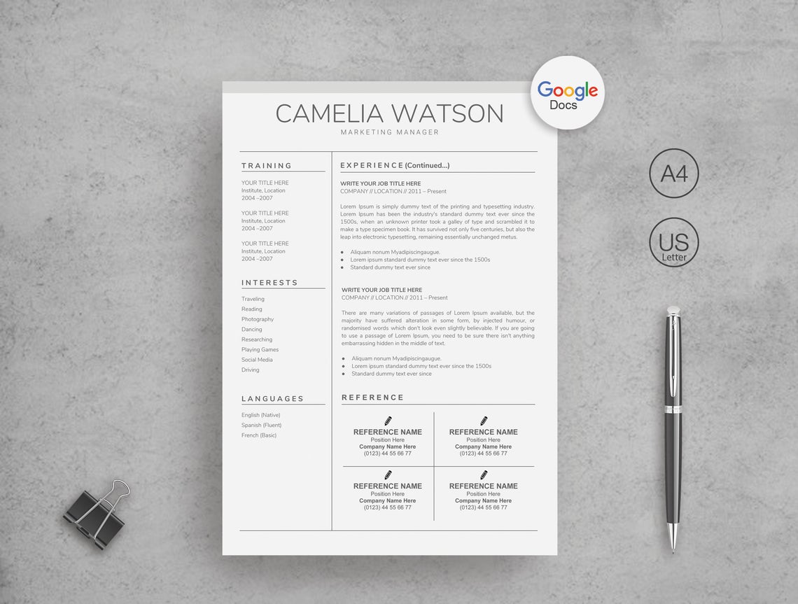 Modern Resume Template for Google Docs